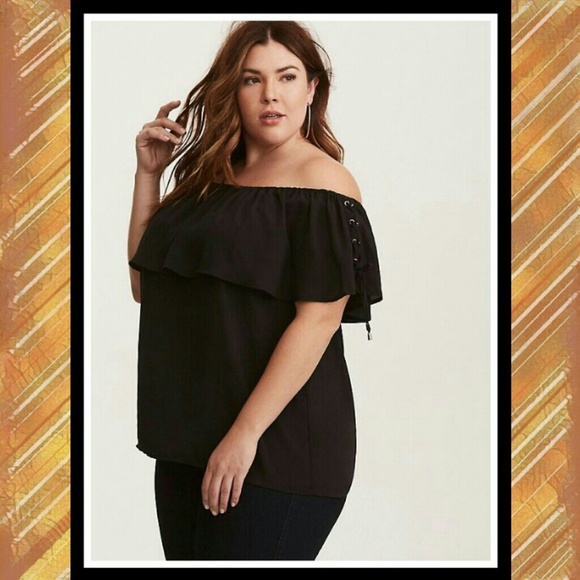 torrid Tops - NWOT TORRID Georgette Plus Lace Up Chiffon Blouse